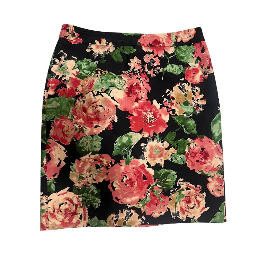 HIGH WAISTED STRAIGHT PENCIL SKIRT TALBOTS FLORAL I0P RED Green EUC